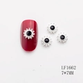 Ciondolo per unghie stella argento con strass nero centrale, 7x7mm pezzo - Girasole d'Argento Pietra Nera (LF1662) / 7*7mm