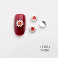 Charm per unghie a stella d'argento con strass rosso 7x7mm per manicure professionale - Girasole d'Argento Strass Rosso (LF1661) / 7*7mm