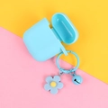 Blue silicone earphone case featuring a matching floral and bell charm accessory - Hyuna Style Flower Bell / Blue (Q099-07) Pendant Only (Without Earphone Case)