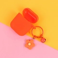 Orange silicone AirPods case featuring a matching floral charm and bell accessory - Hyuna Style Flower Bell / Orange (Q099-05) Pendant Only (Without Earphone Case)