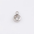 6.5mm stainless steel pendant with a clear faceted crystal birthstone charm - White