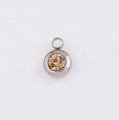 6.5mm stainless steel pendant with amber color birthstone crystal for DIY jewelry - Light Crystal Yellow