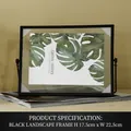 Minimalist black metal rotating glass photo frame in landscape orientation 17.5x22.5cm - 7-inch Horizontal Black