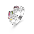 Silver unicorn ring with colorful cubic zirconia stones and adjustable open band design - Unicorn / Silver