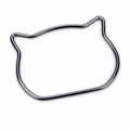 Macro view of gunmetal alloy cat-shaped metal handle for handbags with a glossy finish - Cat Ear Gun Black