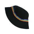 Cappello a secchiello in cotone nero con striscia arcobaleno per protezione solare casual - 58cm / Nero