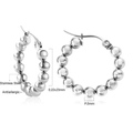 Detailed view of 22x23mm antiallergic stainless steel beaded hoop earrings in silver - Ea525701s