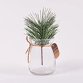 Artificial pine needles in glass bottle with burlap twine and LOVE paper tag - Green Pine Needle 10x15cm
