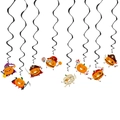 Halloween spiral ceiling hanging decorations with cartoon pumpkin characters 8-pack set - Black Swirl + Dagger Pumpkin