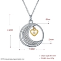 Elegante collana in argento 925 con ciondolo a luna e cuore dorato e zirconi - Stile Luna e Cuore (SVN227) / Argento 925