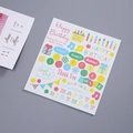 Colorful gold-stamped birthday sticker set with Happy Birthday and celebration icons - Birthday Greetings
