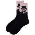 Detailansicht von Socken mit Abraham Lincoln Porträt auf einem rosa Hintergrund - Größe 39-45 / Kaffee-Manschetten