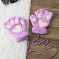 Guanti invernali in peluche zampa di gatto mezza dita per donne, morbidi e caldi manicotti. - Viola