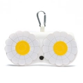 Custodia per occhiali portatile in pelle bianca con design doppia margherita e gancio - Fiore Bianco