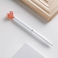 Eleganter weißer Kugelschreiber mit roségoldenem Herzaufsatz und Metallakzenten - 1.0mm Bullet-Spitze Schwarze Tinte / Weiß