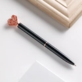 Elegant black and rose gold metal ballpoint pen featuring a decorative heart-shaped top - 1.0mm Bullet Tip Black Ink / Black