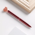 Eleganter weinroter Metallkugelschreiber mit roségoldener hohler Krone in Herzform - 1.0mm Bullet-Spitze Schwarze Tinte / Transparentes Rot