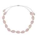 Natural white cowrie shell choker necklace with adjustable white cord for women - White Rope Natural White Shell Choker (Style 7)