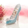 Blue glitter high heel shoe jewelry display stand for rings and earrings - Iridescent Blue
