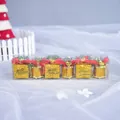 Set di decorazioni natalizie con scatoline regalo e tamburi dorati e fiocchi rossi - Set di Tamburi Scatola Regalo Oro