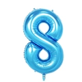 Macro detail of a 40-inch blue number 8 foil balloon with a shiny metallic finish - Number 8 / Blue