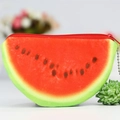 Cute plush watermelon coin purse with red fruit pattern and green rind design - Semi-circular Red Watermelon