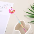 Creative multi-color gel pen featuring a pink flamingo top and layered rainbow ink core - Purple Swan