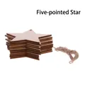 Set of star-shaped wooden DIY pendants with rustic jute twine for holiday party decor - Pentagram / 10 Pieces Pack
