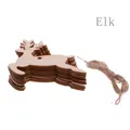 Laser-cut boxwood reindeer hanging ornament set with natural hemp rope decoration - Elk / 10 Pieces Pack