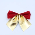 Christmas bow ornament featuring a red velvet top and gold textured bottom finish - 8cm / Red and Gold