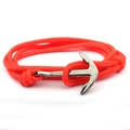 Navy blue 3mm nylon cord anchor bracelet with gunmetal adjustable hook for couples - Orange Red