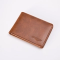 Portafoglio bifold da uomo in pelle PU marrone vintage con finitura testurizzata - Marrone