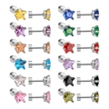 Orecchini a stella in acciaio al titanio con zirconi colorati in 12 tonalità vivaci - 6mm Stella Colore Argento