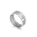 Silver Monkey King hollow swirl pattern couple ring with brushed inner surface - US 7 / Steel Silver (KR54116-K)
