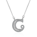 Elegant silver necklace with letter G pendant encrusted with square and round crystals - Letter C Necklace Set