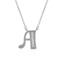 Sparkling silver initial A letter necklace with cubic zirconia micro-paved pendant - Letter A Necklace Set