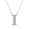Silver letter I pendant necklace with sparkling cubic zirconia baguette stones - Letter I Necklace Set