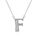 Sparkling silver F-letter necklace with baguette-cut diamonds and dainty cable chain - Letter F Necklace Set