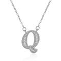 Sparkling S925 silver necklace featuring a diamond-encrusted capital letter Q pendant - Letter Q Necklace Set