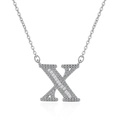 Sparkling silver initial necklace with letter X pendant featuring cubic zirconia stones - Letter X Necklace Set
