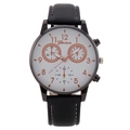 Classic men's quartz watch with black leather strap, white dial and sub-dials - White Dial Black Strap