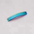 Curved rectangle stainless steel connector tag with rainbow gradient finish and dual holes - Rainbow