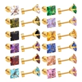 Square cut colorful zircon stud earrings with gold plating in twelve assorted vibrant colors - 6mm Square Gold (EA602206G)