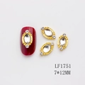 7x12mm oval gold nail alloy charms with clear rhinestones and red nail art display - Gold Base Clear Rhinestone (1751) / 7*12mm