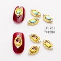 7x12MM oval crystal nail gems in amber and iridescent colors with gold vintage frames - Gold Base Colorful (1761)