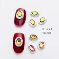 Nail art alloy decoration with iridescent oval gem and silver woven metal base 7x9mm - Silver Base Colorful Rhinestone Small (1774)