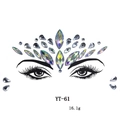 Detailed view of YT-61 face gems with holographic rhinestones and weight info - YT-61 (Rainbow Gems)