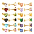 Golden heart-shaped crystal stud earrings with screw backs in twelve vibrant colors - 6mm Heart Gold Color