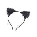 Détail du serre-tête oreilles de chat en dentelle noire aux motifs ajourés - Serre-tête Oreilles de Chat en Dentelle