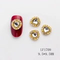Diamantes para uñas en forma de corazón dorado con piedra de 9,5 mm y borde halo - Estilo de Corazón Transparente (1709)